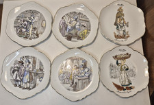 Pontifien Assiettes décorative en céramique ondulé "LES VIEUX METIERS" LOT DE 6