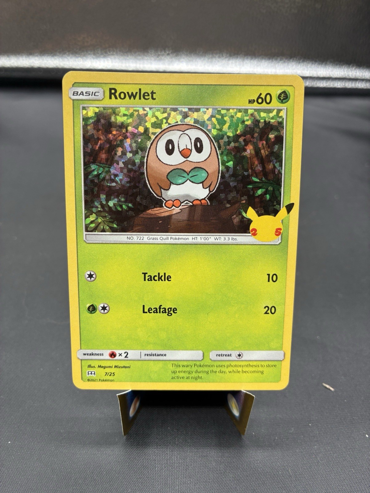 Pokemon Tcg McDonald's 25th Anniversary Holographic Rowlet Card 7/25 2021