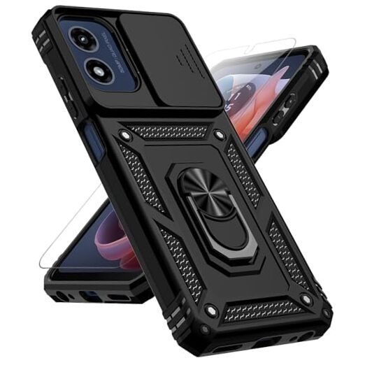 for Moto G 5G 2024 / Moto G Play Black w/ Slide Camera 2nd gen. Military Grade