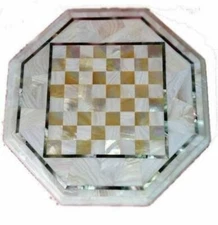 18''  Marble kids children game Chess table Top Inlay Stone handmade p3