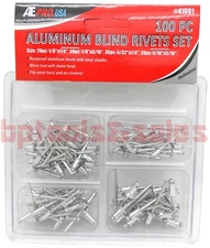 100pc Pop Rivet Assortment Set 1/8" 5/16" 5/32" 3/16" Aluminum Pop Rivets Set