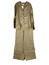 Sleeper Two Piece Linen Pajama Set Top With Pants L/XL One Size 2 Beige