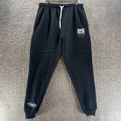 Husky Pants Mens Extra Large Black Sweatpants Streetwear Heavy Cotton Adult Logo