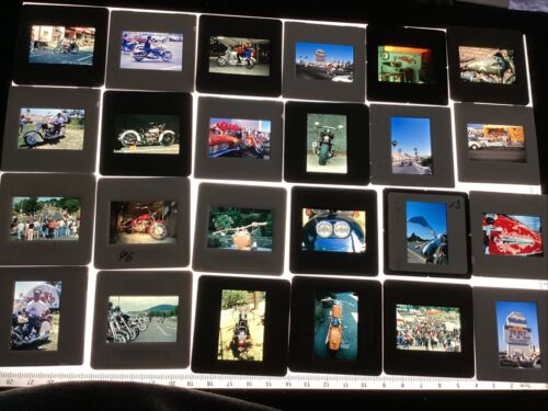 Vintage Motorcycle lot 85 postive color slides photos harley davidson indian - Picture 1 of 15