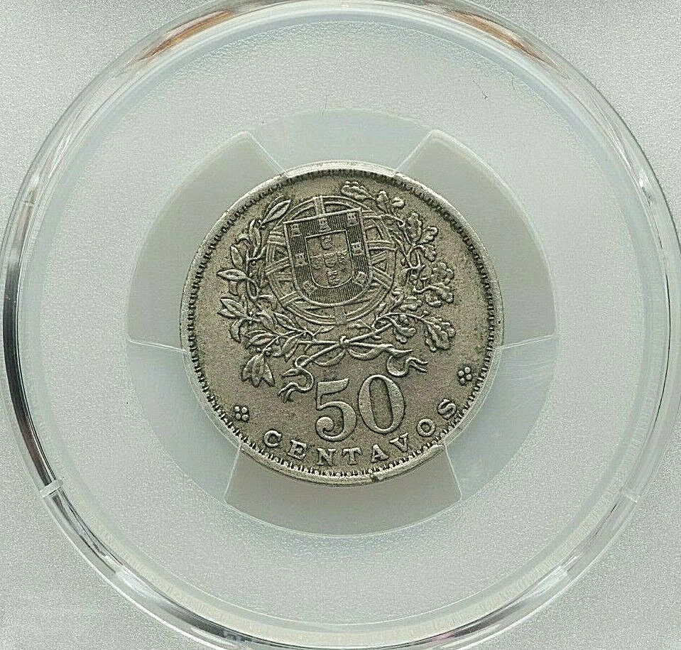 1938 PORTUGAL REPUBLIC COPPER-NICKEL 50 CENTAVOS PCGS AU-53 KM577 RARE KEY DATE - Image 2 of 4