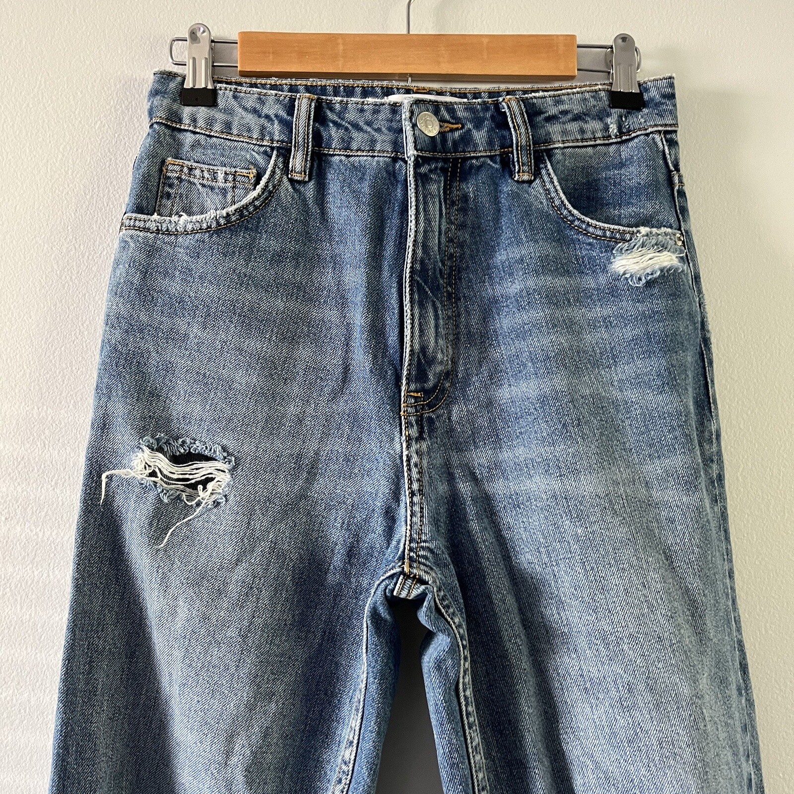 Zara Basic Distressed High Waisted High Rise Ripp… - image 5