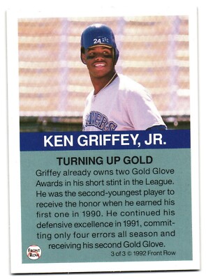 Ken Griffey Jr. 1992 Front Row MLB Hologram Card # 3 of 3 Ken Griffey Jr. 1992 Front Row MLB Hologram Card # 3 of 3