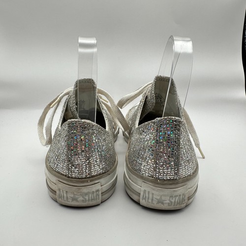 Converse Silver Bling Sparkles Chuck Taylor Shoes Womens 7 Bridal Wedding - Picture 7 of 10