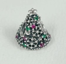 925 ALE Sterling Silver Christmas Tree Charm Pendant For Bracelet Or Necklace