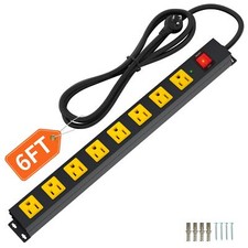 8 Outlet Long Power Strip 2100j Surge Protector Heavy Duty 6ft Cord Wide Spaced