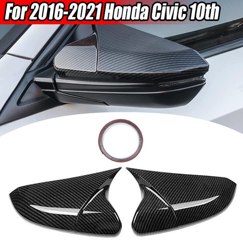 2x Car Ox Horn Side Rearview Mirror Cover Wing Mirror FOR 2016-2021 HONDA CIVIC - Picture 4 of 13