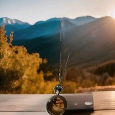 Vintage American Eagle Flag pocket watch Locket With a see thru Open Window