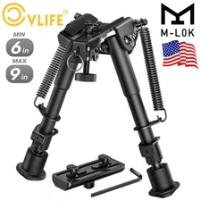 6-9Inches M-LOK Rifle Bipod Spring Return Hunting Bipod w/ M-rail Adapter Black