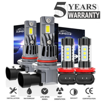 For Chrysler 300 C Sedan 4-Door 3.6L 2011-2015 LED Headlight Fog Light Bulbs Kit