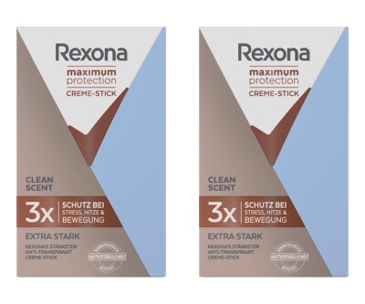   Rexona Maximum Protection -Clean Scent - 2 x Deo Deodorant Deo Stick 45ml  