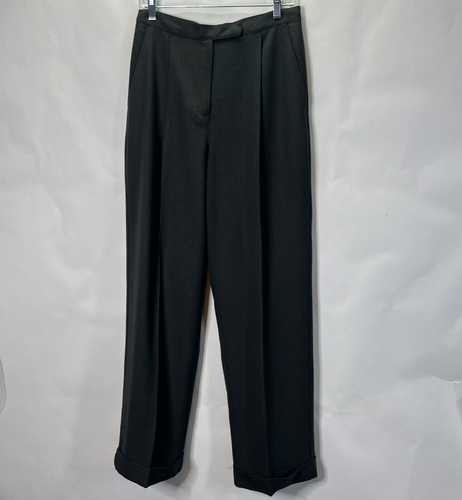 Vintage Liz Claiborne High Waist Twill Pleated Cuffed Wide Leg Trousers Size 10