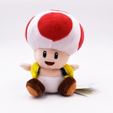 Peluche morbido 7" Super Mario Bros fungo rospo rosso bambola di peluche bambino regalo Natale