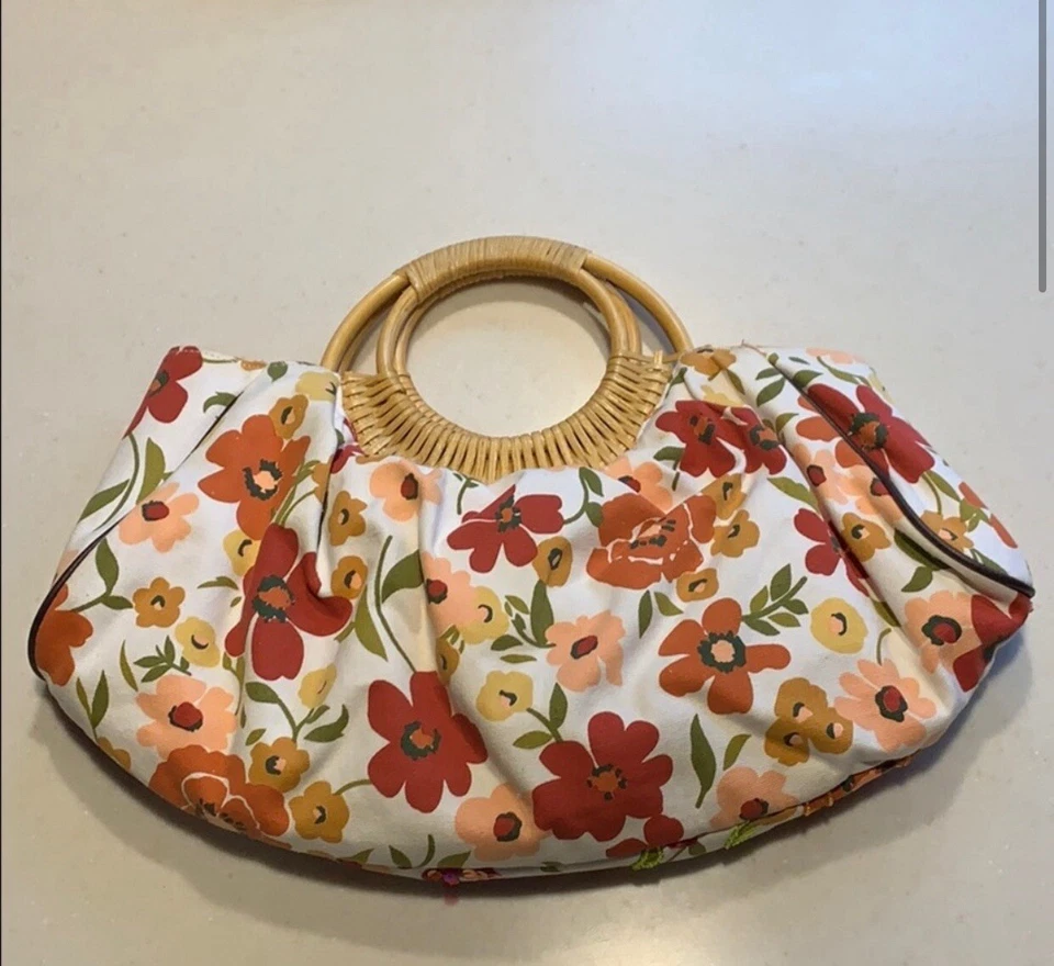 Цветок цветочный бисером блестки ткани деревянная ручка сумочки Дамская сумка необходимые предметы - Изображение 2 из 4