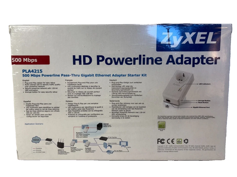 ZyXel HD Powerline 500mbps Network Adapter PLA4215 NEW SEALED BOX - Image 4 of 4