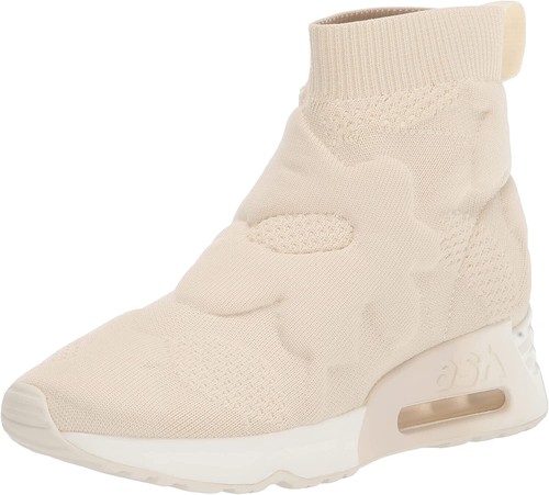 Modern High-Top Sneakers with Side Zippers Beige Leather  display picture 2