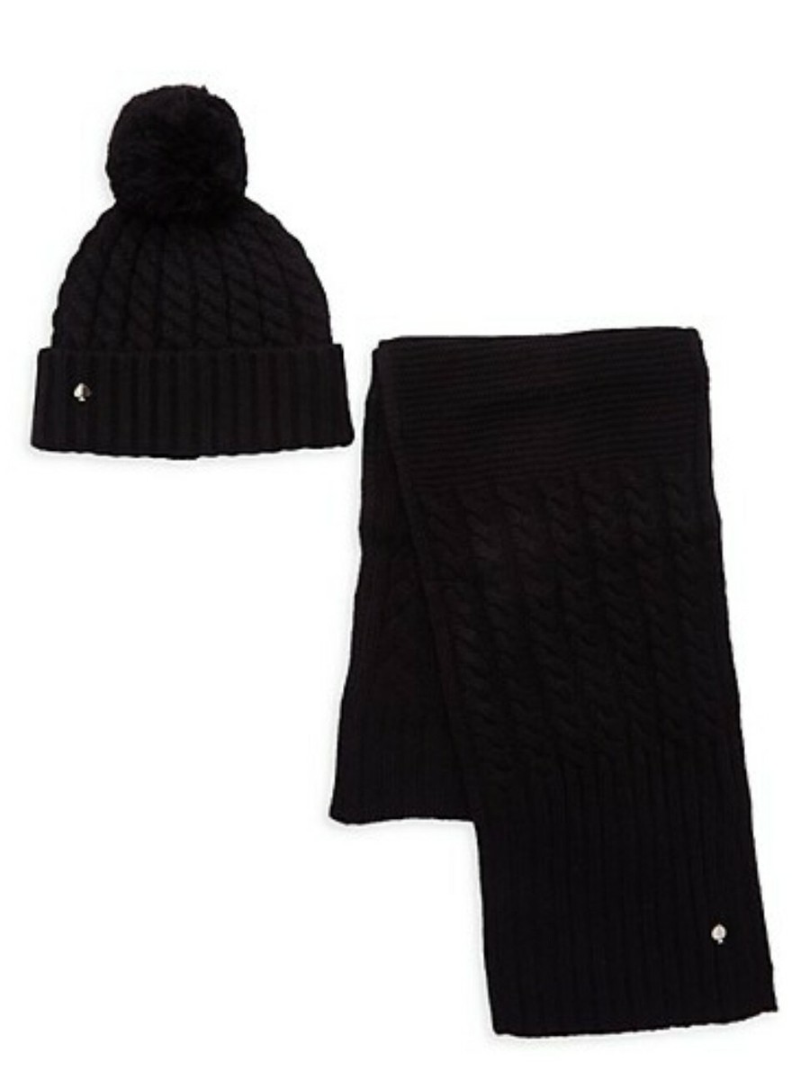 NEW Kate Spade Black Knit Beanie Hat and Scarf Set Amazon.com: Metallic Bow Box Set : Clothing, Shoes & Jewelry main image 2