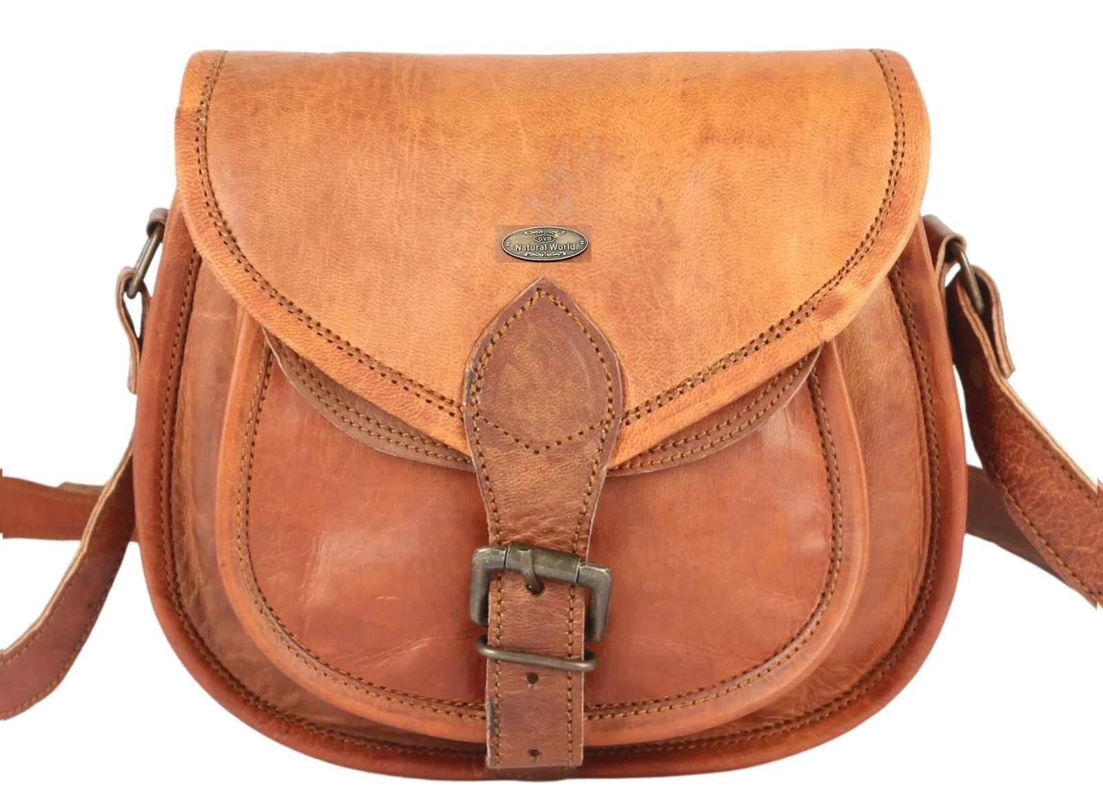 15" LAMBSKIN HANDMADE REAL LEATHER SATCHEL SADDLE BAG RUSTIC VINTAGE DESIGNER