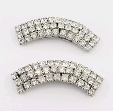 Vintage Long Shoe Clips Clear Rhinestones Prong Set Fashion Jewelry Accessory