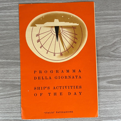Vtg Cruise Ship Schedule Italia Programma Della Giornata Saturnia Sept 8 1963