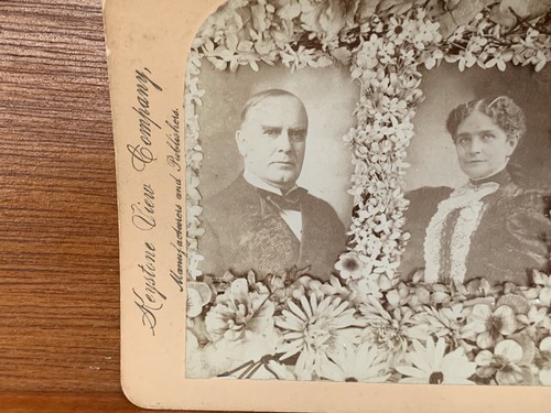 President McKinley First Lady Mrs Wife Memorial Flowers Old Photo Stereoview - Picture 5 of 5