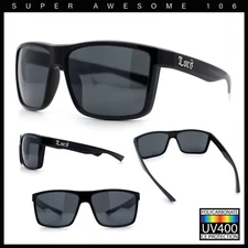 Locs Mens Classic 90s All Black Rectangular Gangster Plastic Sunglasses