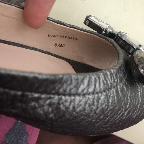 Kate Spade New York Black Metallic Gray Flat - Size 8.5 Made In Brazil - Picture 10 of 10