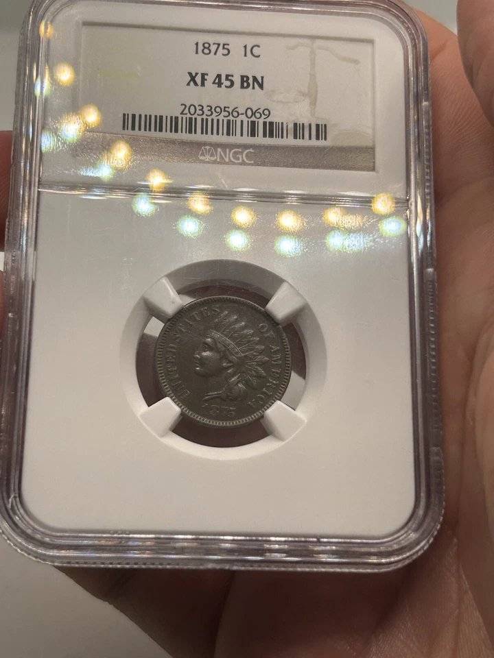 1875 Indian Head Cent Coin - NGC XF-45 Brown! Better Date! Nice Eye Appeal*** - Image 2 of 4