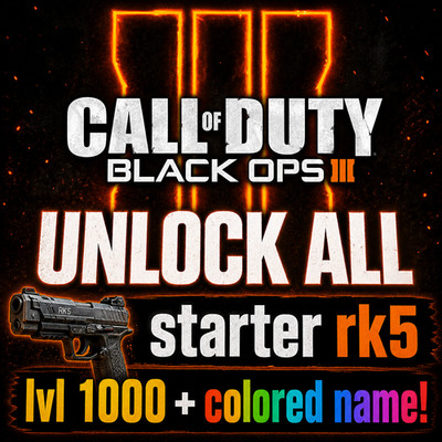 bo3 UNLOCK ALL, ALL EE DONE(STARTER RK5), LVL 1000 AND COLORED NAME *steam*