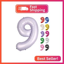 Lilac Number 9 Balloon 40 Inch - 9 Balloon Number, 9th Birthday Decorations
