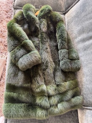 Beautiful Green Fox Fur Pelz Coat M