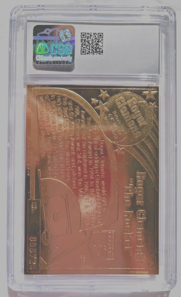 1992 ProMint 22K Gold #9 Roger Clemens CSG 9 MINT - Image 2 of 4