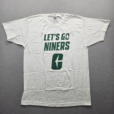 Tultex Men's Size Large White Green LET'S GO NINERS Graphic T-Shirt