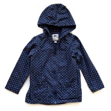 Girls 5T Gymboree Jackets Navy Blue White Polka Dots Hood Bow Accent Lightweight