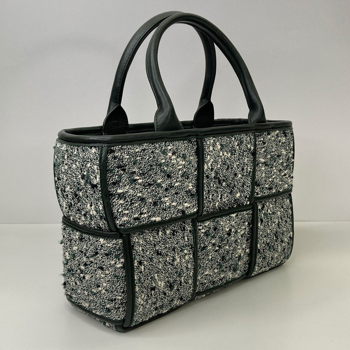 Bottega Veneta Mini Arco 2-Way Tote Tweed Leather Green Black thumbnail 4