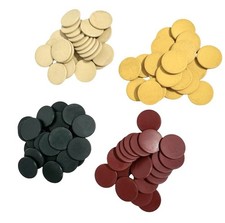 Bakelite Catalin Roulette 87 Chips - Yellow Red Cream Green 7/8" Vintage 1930s