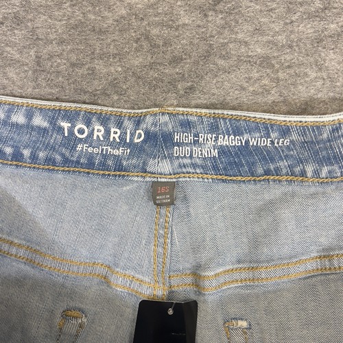 Torrid Jeans Womens 16S Blue High Rise Baggy Wide Leg Denim Stretch Flare NEW - Picture 4 of 15
