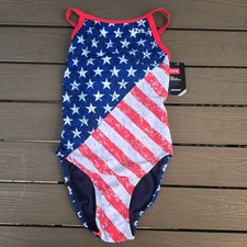 TYR Durafast One Women's Star Spangled Diamondfit 1 Piece Swim Sz 30 New