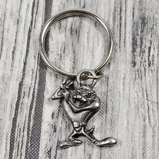 Vintage 1998 Warner Bros Taz Tasmanian Devil Keychain Looney Tunes Pewter