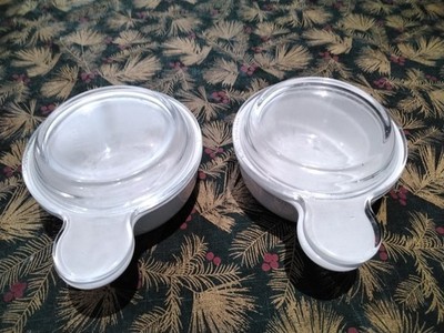 Set Of 2 CorningWare White  P-150-B 15oz Grab It Bowls With Glass Lids