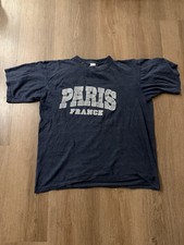1980s Vintage Paris France Blue Tee Shirt Size Medium Made In USA 80s Double