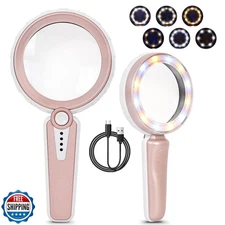 HUIBOER 45X Magnifying Glass with Light, 6 Color Modes, 4.6In Large Handheld 