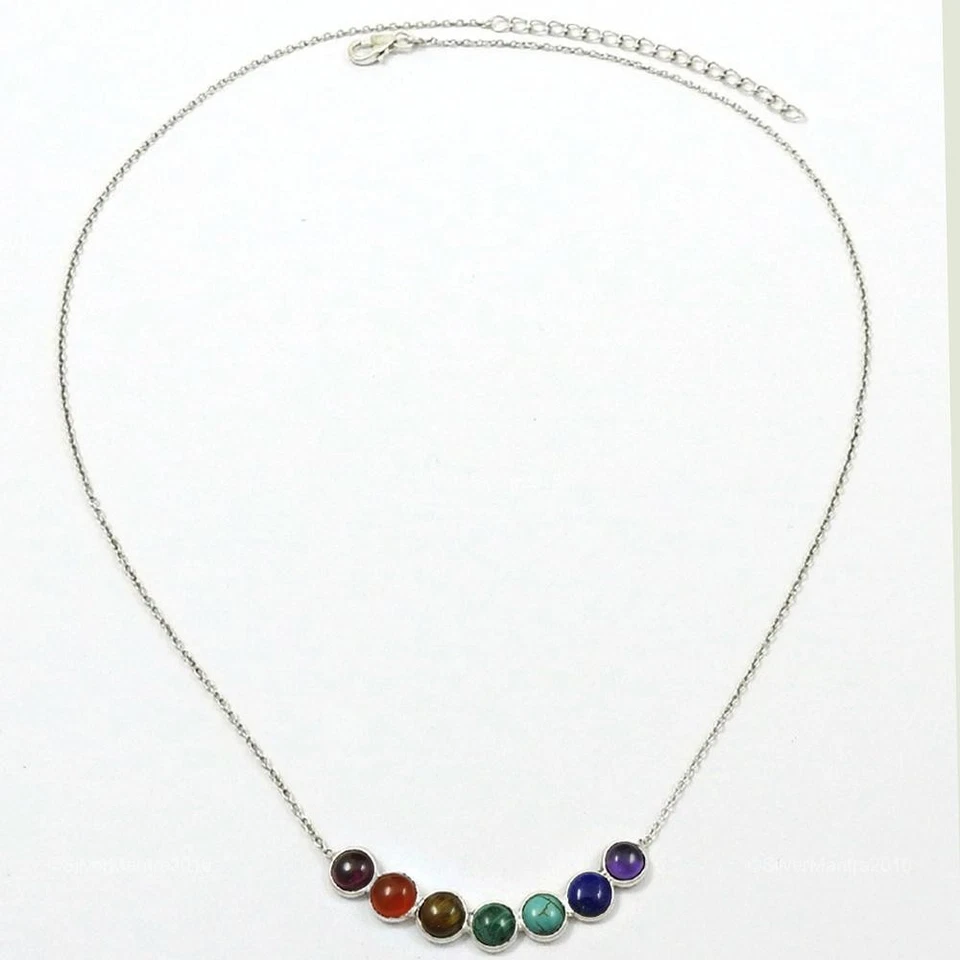 Rotondo Lapislazzuli Argento Sterling Chakra Handmade Lunetta Nuovo Grappolo - Immagine 3 di 4