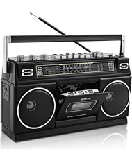 Vintage Classic 80s Style Portable Stereo Boombox Cassette Player Recorder, BT
