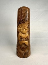 Vintage Hand Carved Wood Angry Tiki, Beautiful Design And Detail Hardwood 8.5  