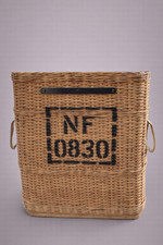 Ancien panier en osier tressé – casier 3 compartiments – porte-bouteilles / port